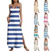Ladies' Striped Nightgown Sexy Suspender Nightgown Slit Sexy Thin Home Outfit