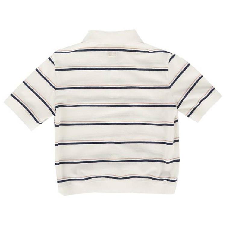 MLB New York Yankees SS26 Striped Summer Breathable Short Sleeve Polo Shirt Women Tops 3FPQV0263-50IVS