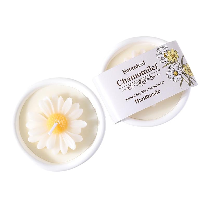 Best Selling Flower Soy Wax Candle Bowl Scented Candles for Holiday & Thanksgiving Home Desktop Ornament Gift Handmade Modern 8.6*3cm&Rose