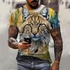 Summer Men's Summer Men's Casual T-shirt 3d Printed Lynx Bobcat Print Unisex Short-sleeved Fashion Trend Home Wear
