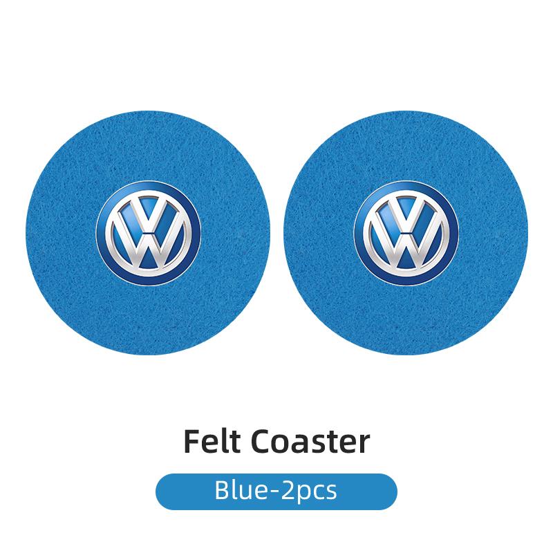DOG1 2PCS Car Felt Material Coasters Water Cup Holder Mat Trimmmable For VW Scirocco Jetta Beetle B5 Passat Polo Tiguan Sharan Touran