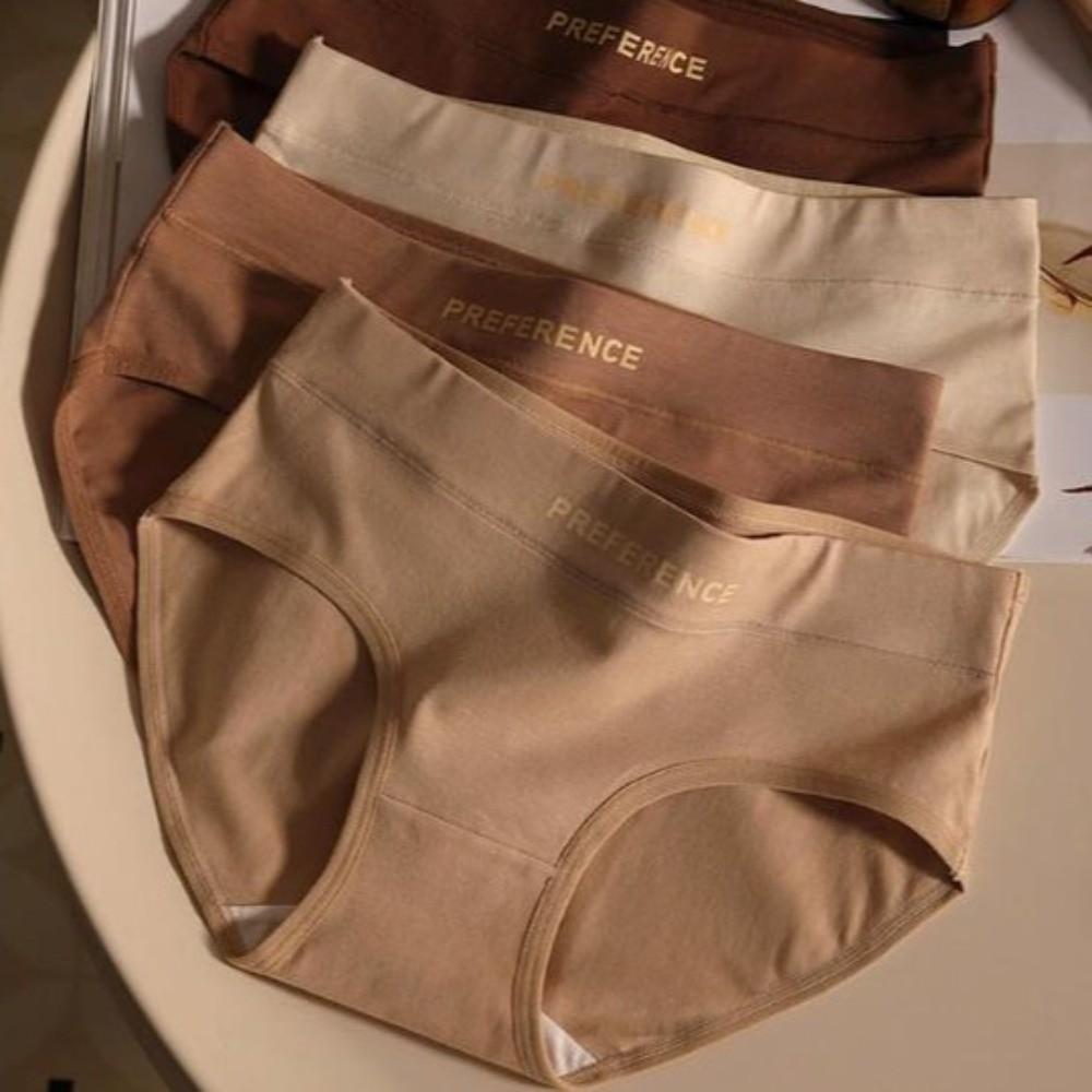 4Pcs Elastic Female Cotton Briefs Cotton Crotch Letter Underpants Women Cotton Panties Set  Lady