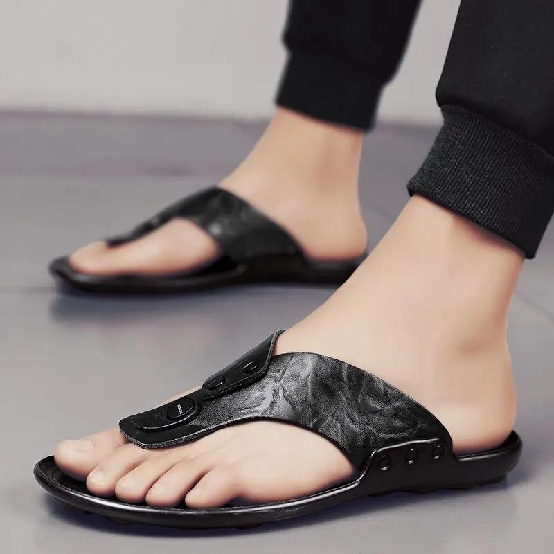 

Модные шлепанцы плоские из натуральной кожи Шиацу мужские тапочки шлепанцы мужская обувь оригинальный ПВХ Y2k резина дизайнерские роскошные удобные забавные 38