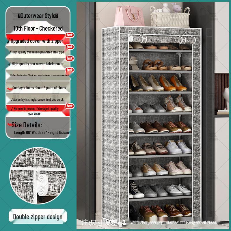 Multi-Layer Indoor Shoe Rack with Curtain