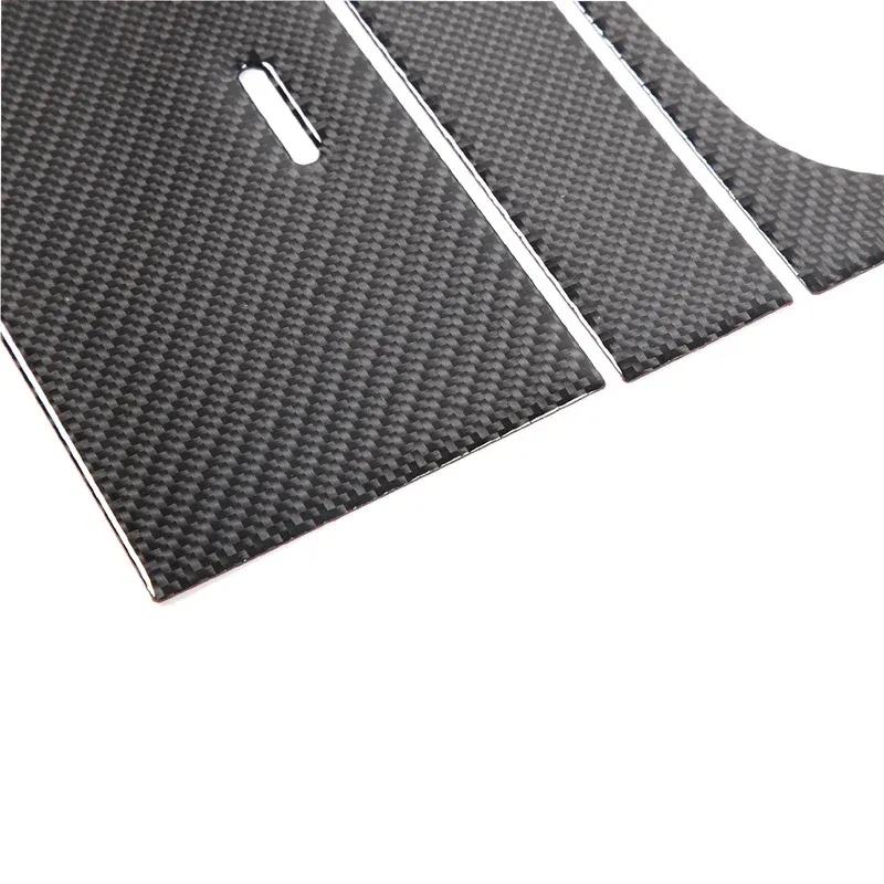 For 2013- Jaguar F-TYPE Soft Carbon Fiber Car Central Control Storage Box Panel Sticker Car Interior Accessories 3Pcs RHD