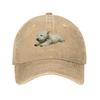 Funny Retro Cute Running Dog Art Print Sun Baseball Cap Couple Women Washed Trucker Hat Hot Sale Print Kpop Rock Snapback Cap