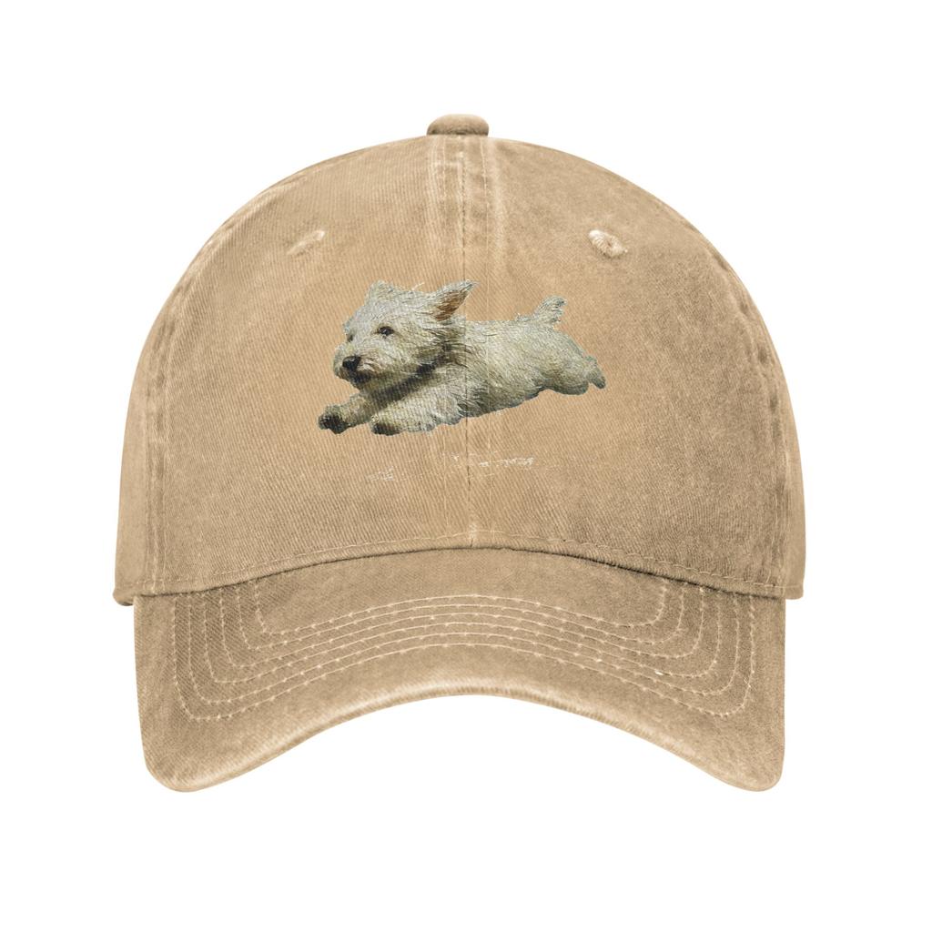 Funny Retro Cute Running Dog Art Print Sun Baseball Cap Couple Women Washed Trucker Hat Hot Sale Print Kpop Rock Snapback Cap