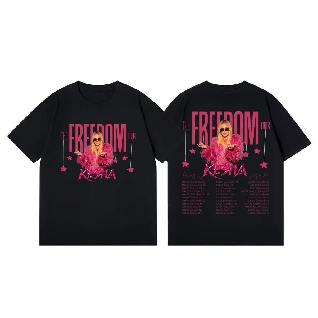 Singer Kesha The Freedom Tour 2026 Graphic T Shirts Fashion Aesthetic Short Sleeve T-shirts Men Women 100%cotton Summer T-shirt