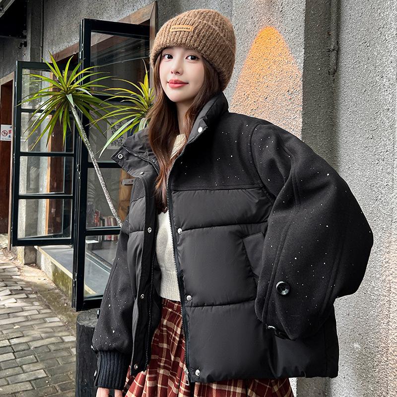 

Short Stitching Thick Warm Top Winter Jacket M чёрный