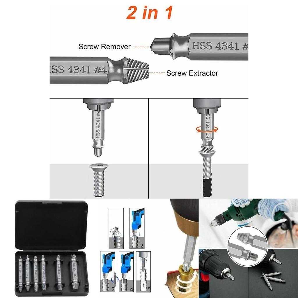 High Strength 6-piece Screw Extractor Remover Set For Effortless Damaged Screw Extraction