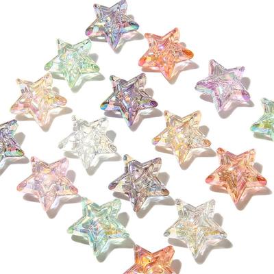 Cuentas acrílicas chapadas en plata de alta transparencia, dijes de estrella de tres capas para hacer collares, pulseras, aretes y joyas