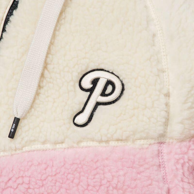 New MLB Velvet Jackets Unisex Pink White 3AJPF3616-10COS