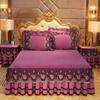 Thick Bed Skirt Three-Piece Winter Crystal Velvet Fleece-Lined Quilted Bedspread Quilt Cover Velvet Bed Skirt