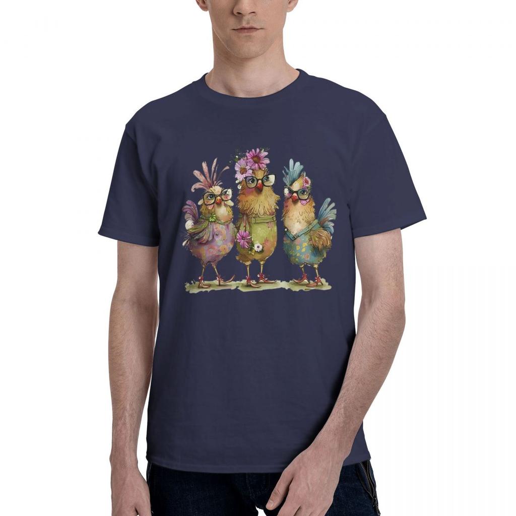 Chicken Print 100 Cotton Casual Breathable Confortable Clothes Funny TShirt For Men Funny Shirt