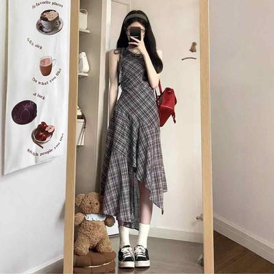 French Sleeveless Irregular Plaid Vest Dress Children's Summer 0 Years New Small Temperament Long Dress