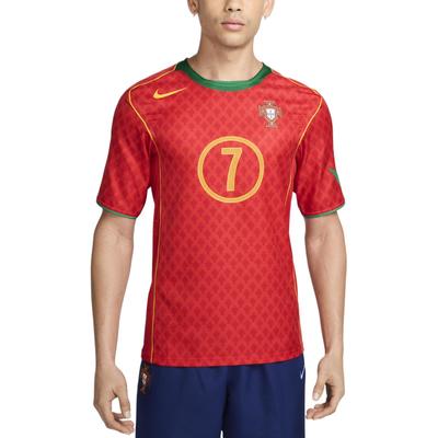 2004 Portugal Heim 7 Figo Logo Rundhals Kurzarm Fußballtrikot Unisex Fußballtrikot Rot HV9708-614