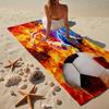 Football Player In Flames Beach Towel, Super Soft Microfiber, Gift for Her/Him, Birthday, for Pool, Beach, Travel, Home Decor Fan Gifts