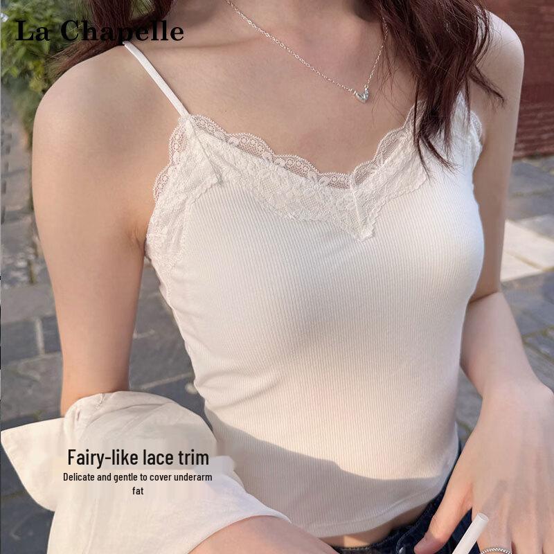 La Chapelle Lace Trim Camisole Tank Top S