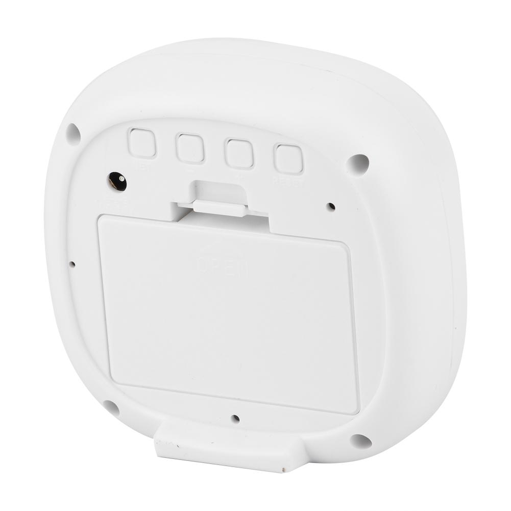 Household Multi Functional LED Alarm Clock Desktop Makeup Mirror Surface Digital Mute Clock for Bedroom(White )