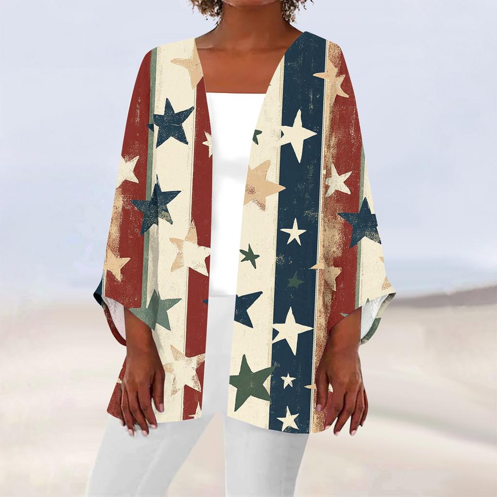 Women's Casual Fashion Printed Lightweight Mid-length Jacket Cardigan
