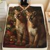 Puma, gemusterte Flanelldecke, Hohe Qualität, Bequem für alle Jahreszeiten, Heimdekoration, Wärme und Komfort, Perfekt für Geschenke.