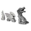 Elegant Black And Silver Three-section Dragon Sculpture Perfect For Garden Art Displays