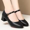 One-word buckle work shoes women's white leather shoes nurse professional single shoes soft sole comfortable women's shoes are not tired