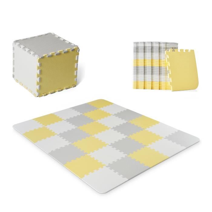 Tapis en mousse 1er age Kinderkraft LUNO - Puzzle d'eveil bébé - Jaune