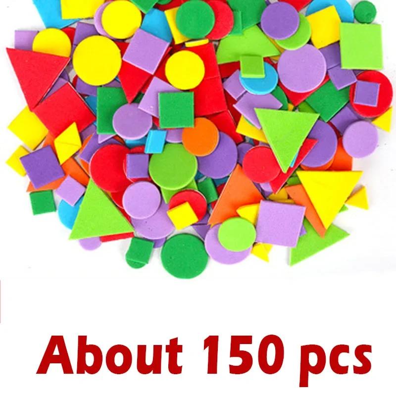45/150pcs Foam EVA Stickers Self-Adhesive Geometry Puzzle Children Number Flower Education DIY Toy Crafts Arts Making Kids Gifts