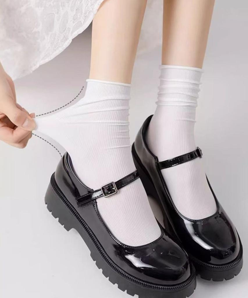 5/10 Pairs Ice Silk Women's Middle Tube Thin Socks Summer Cool Black and White Socks Ice Pile Ladies' Casual Socks