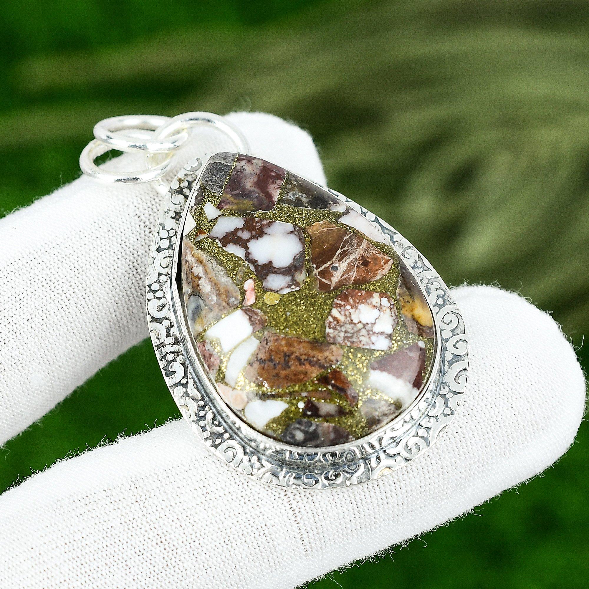 

Медь Кокосовый Яшма Драгоценный камень Дочь Свадьба День рождения Подвеска Стерлинговое серебро