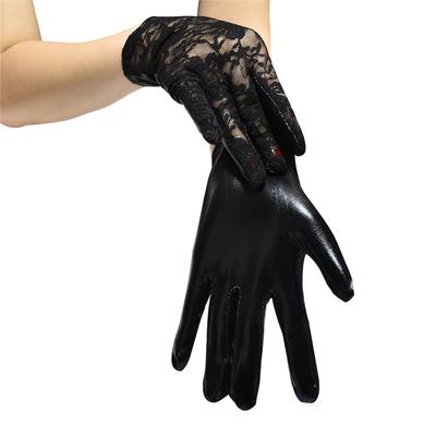 Kurze Lackleder-Spitzenspleißhandschuhe Europäische und amerikanische Metal-Punk-Windspielhandschuhe Bar-Bungee-Handschuhe Cool