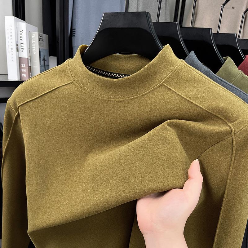 Men's Thermal Half-Neck Long Sleeve Base Layer - Warm Brushed Top for Autumn & Winter