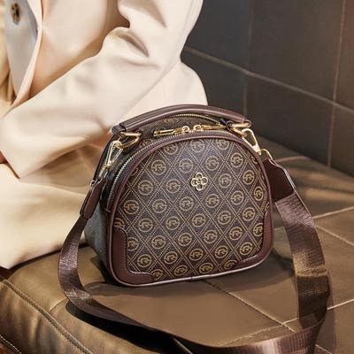 New Fashion High-end Printed Small Round Bag Casual Women's Bag Retro Style Versatile Shoulder Bag