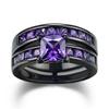 Charm Couple Rings For Women Purple Rhinestones Zircon Rings Set Men's Stainless Steel Celtic Dragon Rings Wedding Party Jewelry