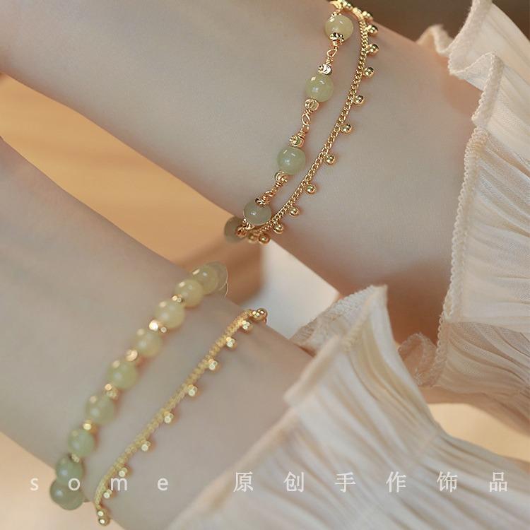 Princess on the Run*Natural Hetian Jade Bracelet, Niche Design, Fairy-Like, Original New Style Bracelet for Girls