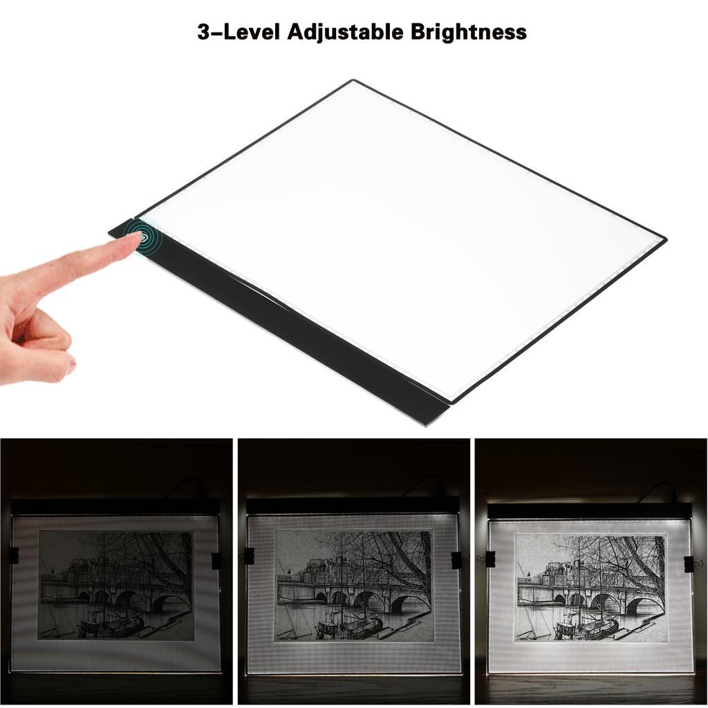 A3 LED Tracing Light Box Pad Grafiktablett 4 mm ultradünnes Zeichenbrett Copyboard 3 Stufen Dimmen