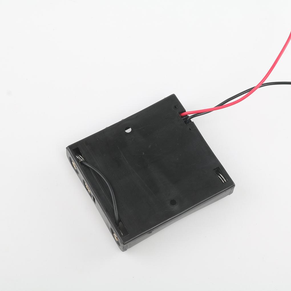 Plastic Battery Storage Case Box Holder Cells for 4x AAA Battery With Wire Leads Cable Line