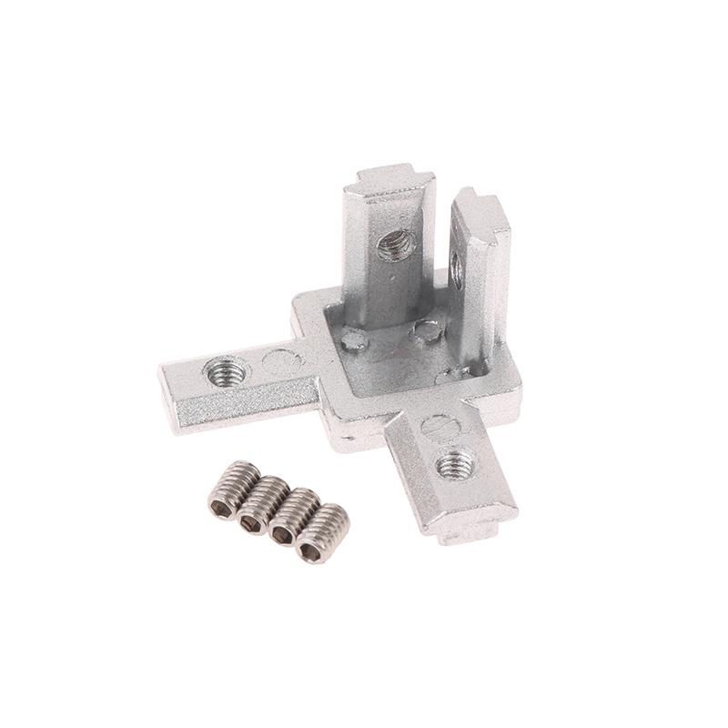 

4Pack 3-Way End Corner Bracket Connector For T Slot 2020 3030 4040 Aluminum Extrusion Profile 3-Dimensional Bracket Parts 20 серебряный
