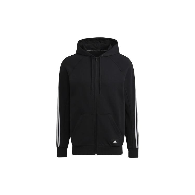adidas Long Sleeves Zipper Hooded Jacket Black Men s GM6450 M