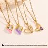 Heart-Shaped Full Diamond 3D Peach Pendant Necklace for Women - Fashionable Copper Micro-Set Enamel Choker