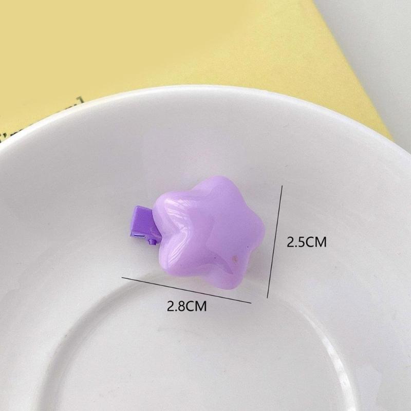 Y2k 90s Aesthetic Candy Color Star Hairpin for Woman Cute Duckbill Hair Clip