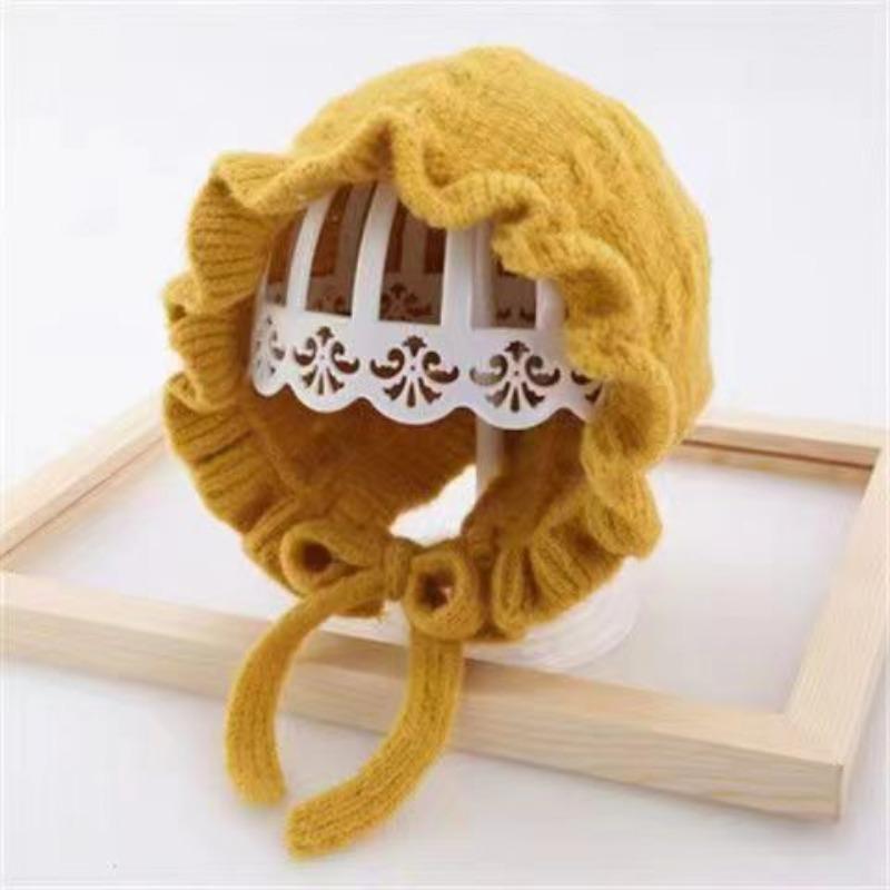 Newborn baby hat autumn and winter super cute baby 3-12 months children's ear hat wool knitted hat