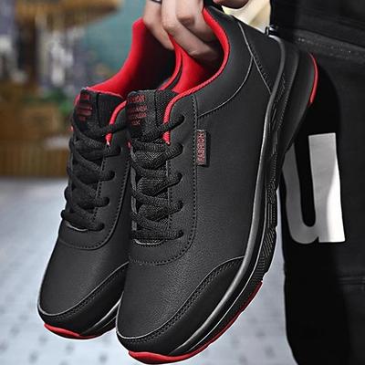 Jinjiang Cold Sticky Men's Shoes Leather Sneakers Waterproof and Non-slip Running Shoes Black Soft-soled Casual Shoes