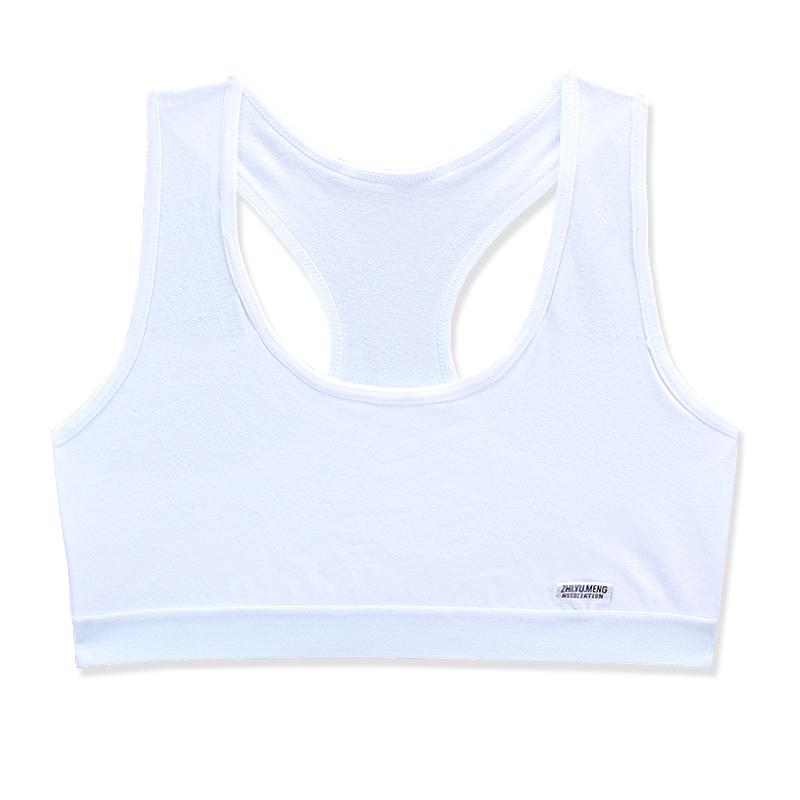 

Детский хлопковый тренировочный бюстгальтер, нижнее белье с буквенным принтом и овальным вырезом для подростков 8–14 лет one size белый