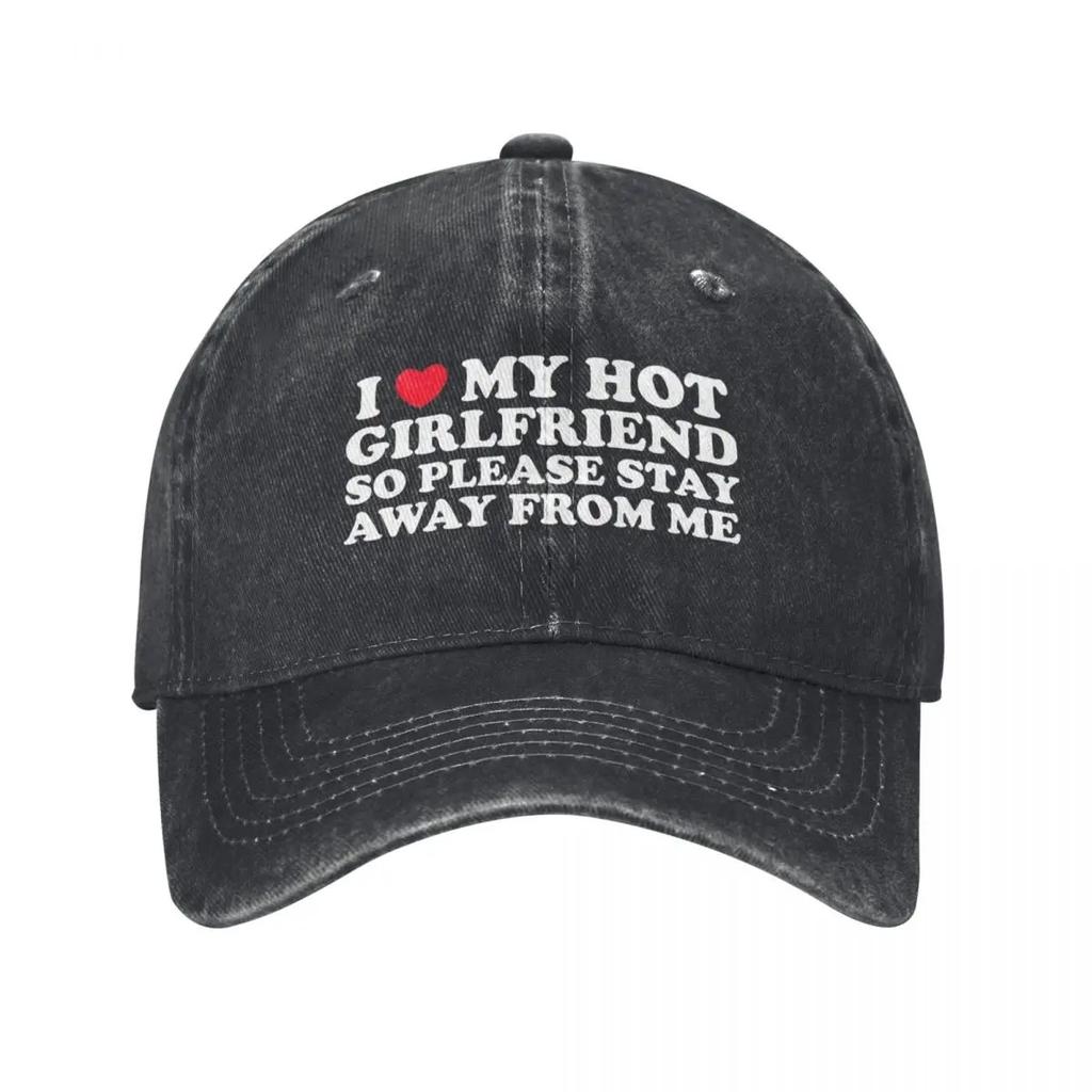 Vintage I Love My Girlfriend Baseball Caps for Unisex Women Distressed Washed Sun Cap Outdoor Running Golf Caps Hat