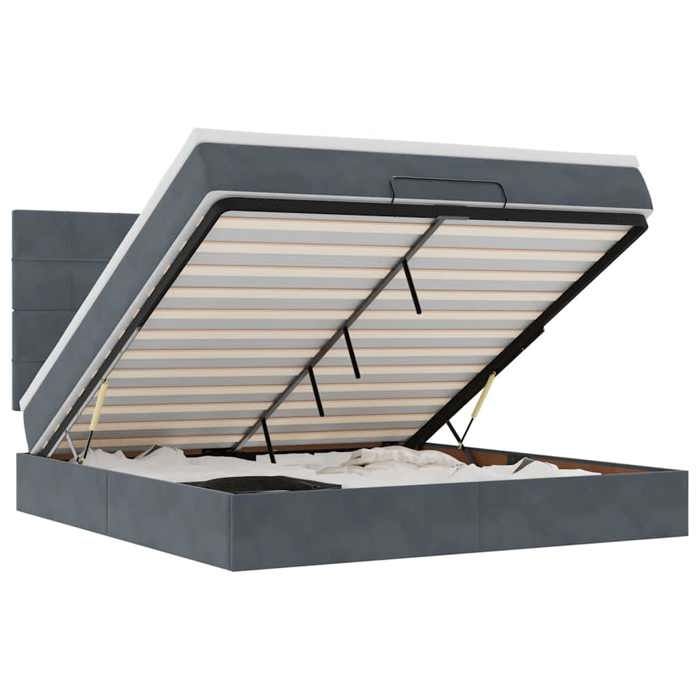 VidaXL Ottoman Bed Frame with Mattress Dark Grey 160x200cm Velvet, Bed Frame, Upholstered Bed Frame, Bed Frame 3313482