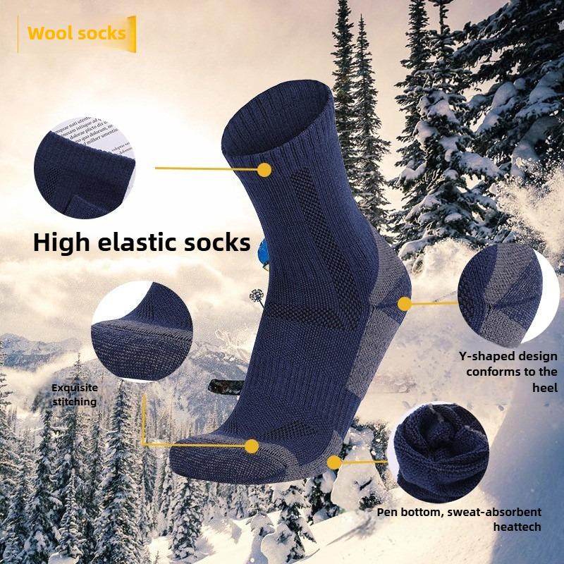 Men Autumn and Winter Thickened Warm Outdoor Hiking Skiing Mountaineering Wool Socks