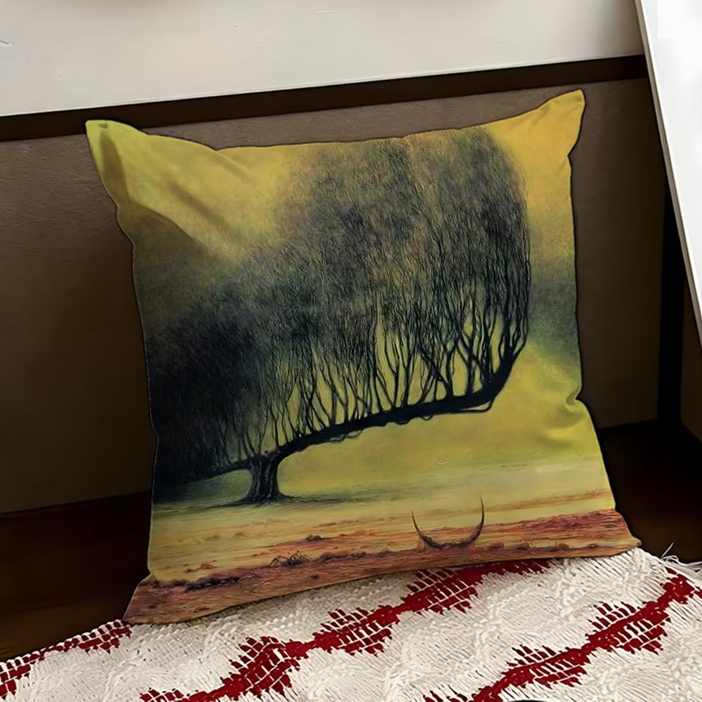 Art ZZdzislaw Beksinski Cushion Cover Reversible Soft Durable Pillow Cover Home Car MultiScene Use for Daily Comfort