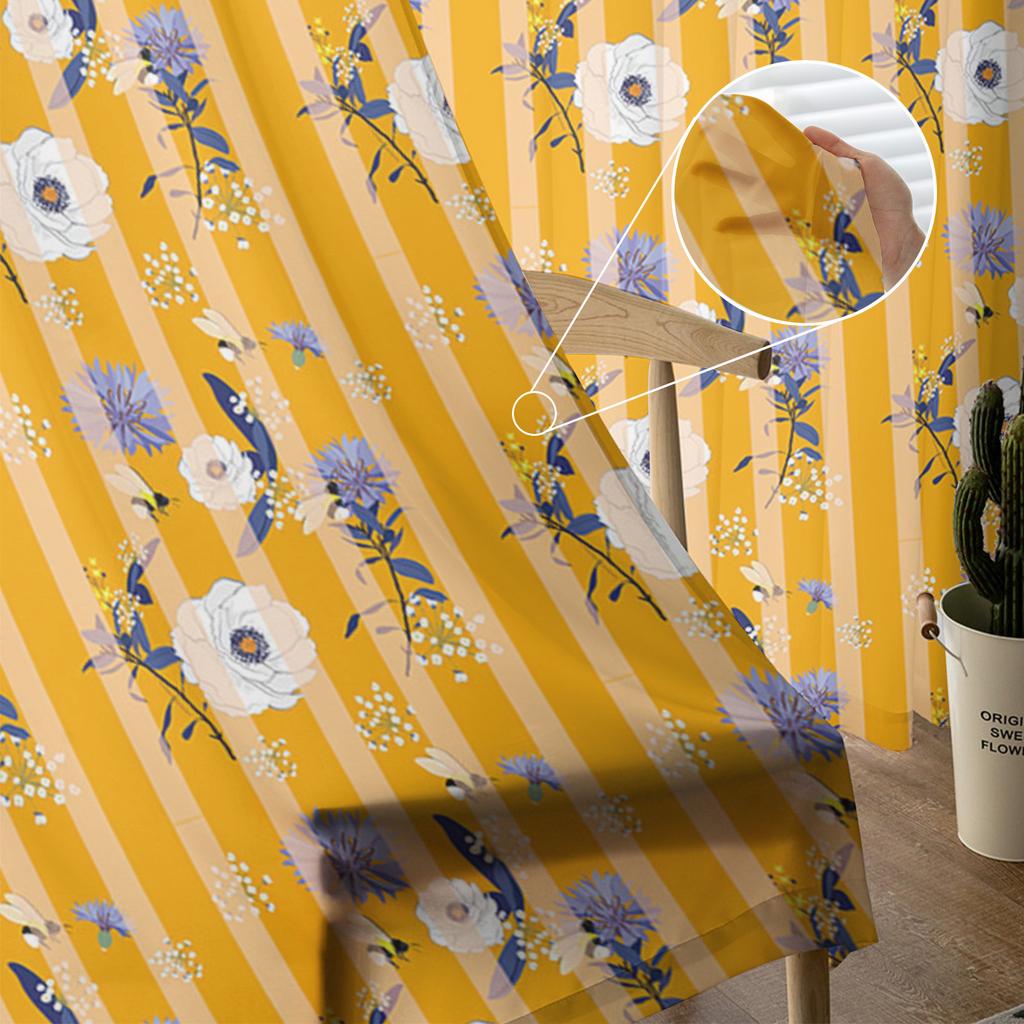 Blumen Laub Linien Transparente Vorhänge für Wohnzimmer Schlafzimmer Kinderzimmer Tüll Fensterdekoration Vorhänge